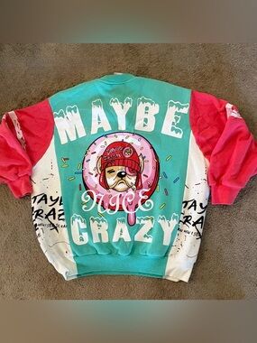Maybe Crazy Streetwear How Can I See the Rain Green, Pink & White Size Large
